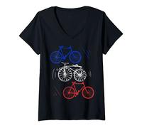 Femme Drapeau français couleurs france vélo vélo vélo T-Shirt avec Col en V