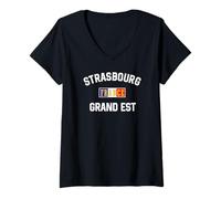 Femme Drapeau France Grand Est Strasbourg T-Shirt avec Col en V