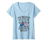 Femme Drapeau Gadsden My Rights Don't End Where Your Feelings Begin T-Shirt avec Col en V
