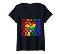 Femme Drapeau Gay Pride Girl The Only Choice I Made Was To Be Myself T-Shirt avec Col en V