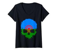 Femme Drapeau Gitan Vintage Cadeau Gitane Gitan Peuple Rom T-Shirt avec Col en V