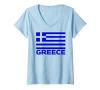 Femme Drapeau Grec de la Grèce pour Hommes, Femmes, Enfants T-Shirt avec Col en V