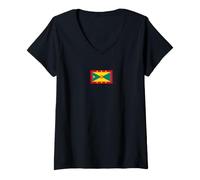 Femme Drapeau Grenade de Grenade T-Shirt avec Col en V