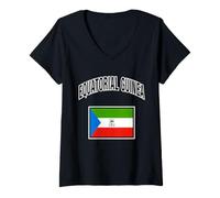 Femme Drapeau Guinée équatoriale T-Shirt avec Col en V