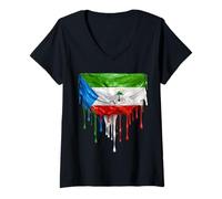 Femme Drapeau Guinée équatoriale T-Shirt avec Col en V