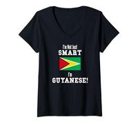 Femme Drapeau Guyanais I'm Not Just Smart Guyana T-Shirt avec Col en V