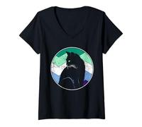 Femme Drapeau Humoristique Subtle MLM Love Cat Gay Pride pour Chaton T-Shirt avec Col en V