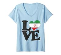 Femme Drapeau « I Love Iran » en Forme de cœur pour Voyage Patriotique T-Shirt avec Col en V