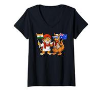 Femme Drapeau Inde Australie Racines Indiennes Héritage Australien T-Shirt avec Col en V