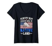 Femme Drapeau Indien amérindien T-Shirt avec Col en V