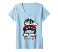Femme Drapeau Iranian Girl Iran Roots T-Shirt avec Col en V