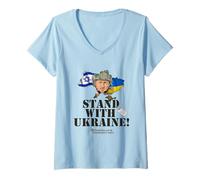 Femme Drapeau Israël Selensky Stand with Ukraine T-Shirt avec Col en V