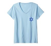 Femme Drapeau israélien de l'étoile de David Bannière Israël Jérusalem Tel Aviv T-Shirt avec Col en V