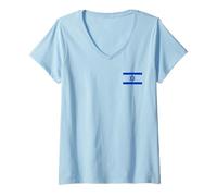 Femme Drapeau israélien Star of David Banner Jerusalem Tel Aviv T-Shirt avec Col en V