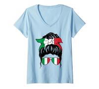 Femme Drapeau italien italien fille italienne Ragazza Italiana T-Shirt avec Col en V