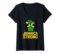 Femme Drapeau Jamaïque Strong Pride T-Shirt avec Col en V