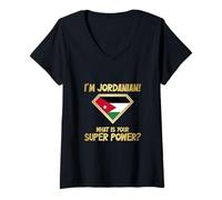 Femme Drapeau jordanien I'm Jordanian What is Your Super Power T-Shirt avec Col en V