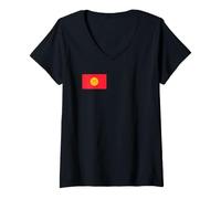 Femme Drapeau kirghize du Kirghizistan T-Shirt avec Col en V