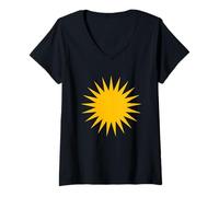 Femme Drapeau kurde Soleil des Kurdes Symbole Fierté Newroz T-Shirt avec Col en V