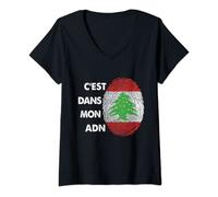 Femme Drapeau Liban Pour libanais Liban C'est Dans Mon ADN T-Shirt avec Col en V