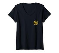 Femme Drapeau Libre Iran Lion et Soleil - Symbole du Patrimoine Perse T-Shirt avec Col en V