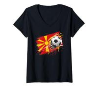 Femme Drapeau Macédoine du Nord Macédonien Garçons Enfants T-Shirt avec Col en V
