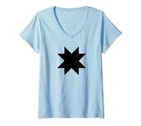 Femme Drapeau Mapuche Symbole Gunelve Étoile 8 Points T-Shirt avec Col en V