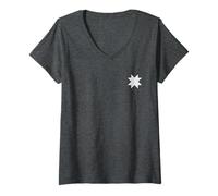 Femme Drapeau Mapuche Symbole Gunelve Étoile 8 Points T-Shirt avec Col en V