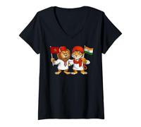 Femme Drapeau Maroc Inde Racines marocaines Fier héritage Indien T-Shirt avec Col en V