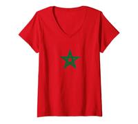Femme Drapeau Marocain du Maroc T-Shirt avec Col en V