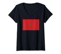 Femme Drapeau marocain du Maroc T-Shirt avec Col en V