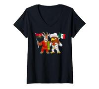 Femme Drapeau Mexique Angola Racines mexicaines-angolaises T-Shirt avec Col en V