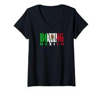 Femme Drapeau Mexique Boxe T-Shirt avec Col en V