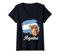 Femme Drapeau National Argentine Rufous Hornero T-Shirt avec Col en V