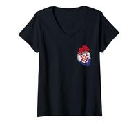 Femme Drapeau National croate de Poche cœur Croatie Pride Heritage T-Shirt avec Col en V