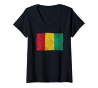 Femme Drapeau National de la Guinée Conakry de l'Afrique de l'Ouest T-Shirt avec Col en V