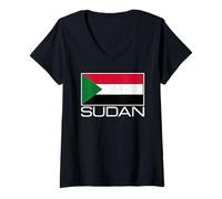 Femme Drapeau national du Soudan - Bannière africaine - Couleurs : T-Shirt avec Col en V