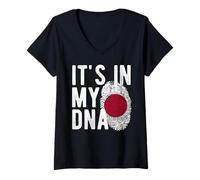 Femme Drapeau National Japonais It's in My DNA T-Shirt avec Col en V