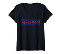 Femme Drapeau National néo-zélandais Patriotique du Patrimoine néo-zélandais T-Shirt avec Col en V