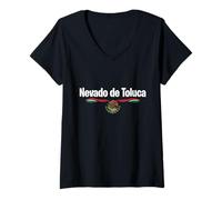Femme Drapeau Nevado de Toluca Mexique Vacances Volcan Aventure T-Shirt avec Col en V