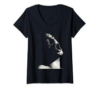 Femme Drapeau Noir Henry Rollins My War Tour 1984 Martin O'Neill T-Shirt avec Col en V