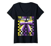Femme Drapeau Non Binaire « The Only Choice I Ever Made Was to Be Myself » T-Shirt avec Col en V
