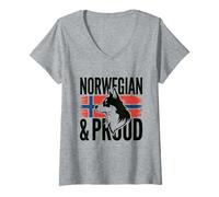 Femme Drapeau norvégien fier patrimoine norvégien T-Shirt avec Col en V