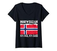 Femme Drapeau norvégien Skandinavian Pride Norvège T-Shirt avec Col en V
