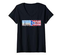 Femme Drapeau nuyoricain New York Porto Rico Rica Taino Boricua T-Shirt avec Col en V
