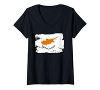 Femme Drapeau officiel Chypre Chypriote Grec Turc Country Pride T-Shirt avec Col en V