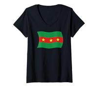 Femme Drapeau ondulé du Peuple Ewe Ghana Togo Bénin T-Shirt avec Col en V
