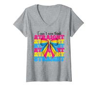 Femme Drapeau pan-fierté panexuel amusant I Can't Even Think Straight T-Shirt avec Col en V