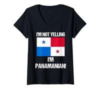 Femme Drapeau panaméen « I'm Not Yelling » T-Shirt avec Col en V