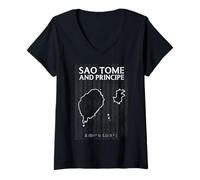 Femme Drapeau Patriotique de São Tomé et Principe T-Shirt avec Col en V